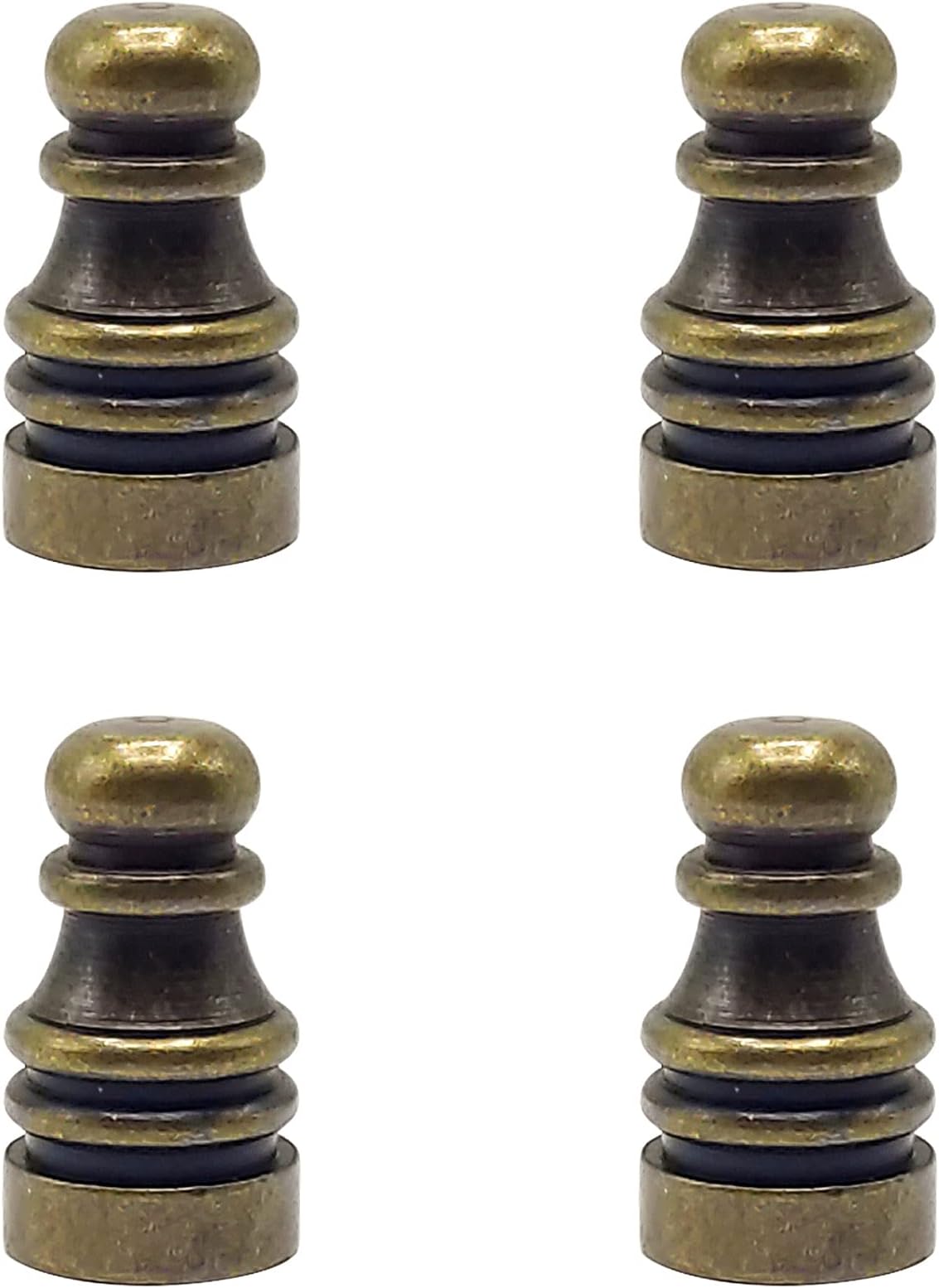 ECUDISPack of 4 Solid Metal Lamp Finials Caps tapped for Lamp Shade Holder Harp, 1 Inch Tall, Antique Brass