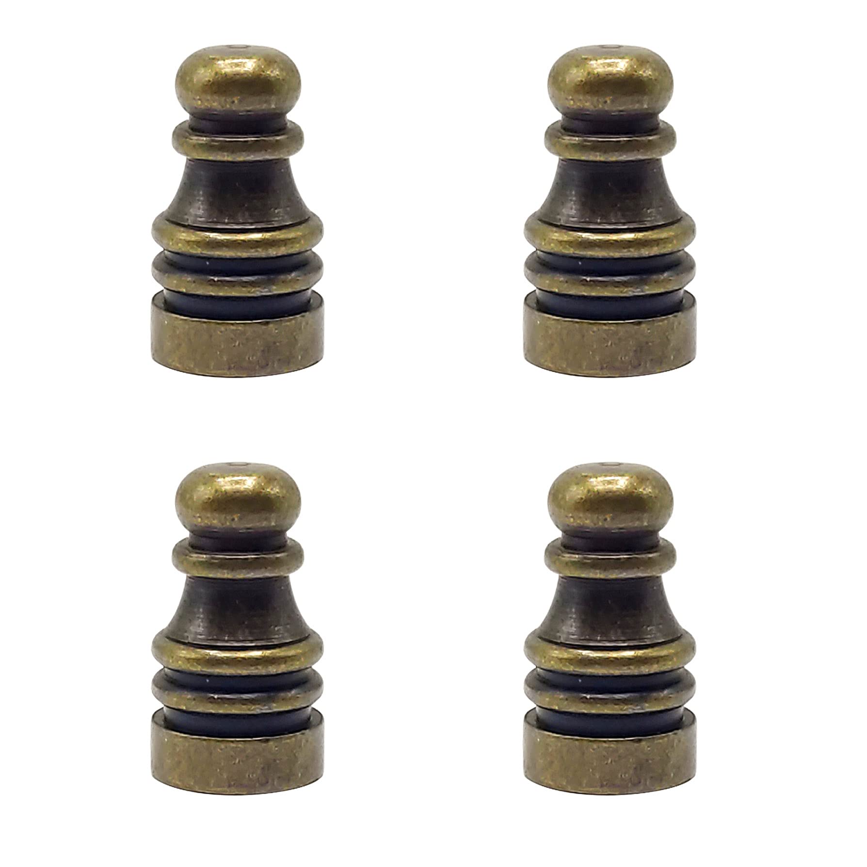 ECUDISPack of 4 Solid Metal Lamp Finials Caps tapped for Lamp Shade Holder Harp, 1 Inch Tall, Antique Brass
