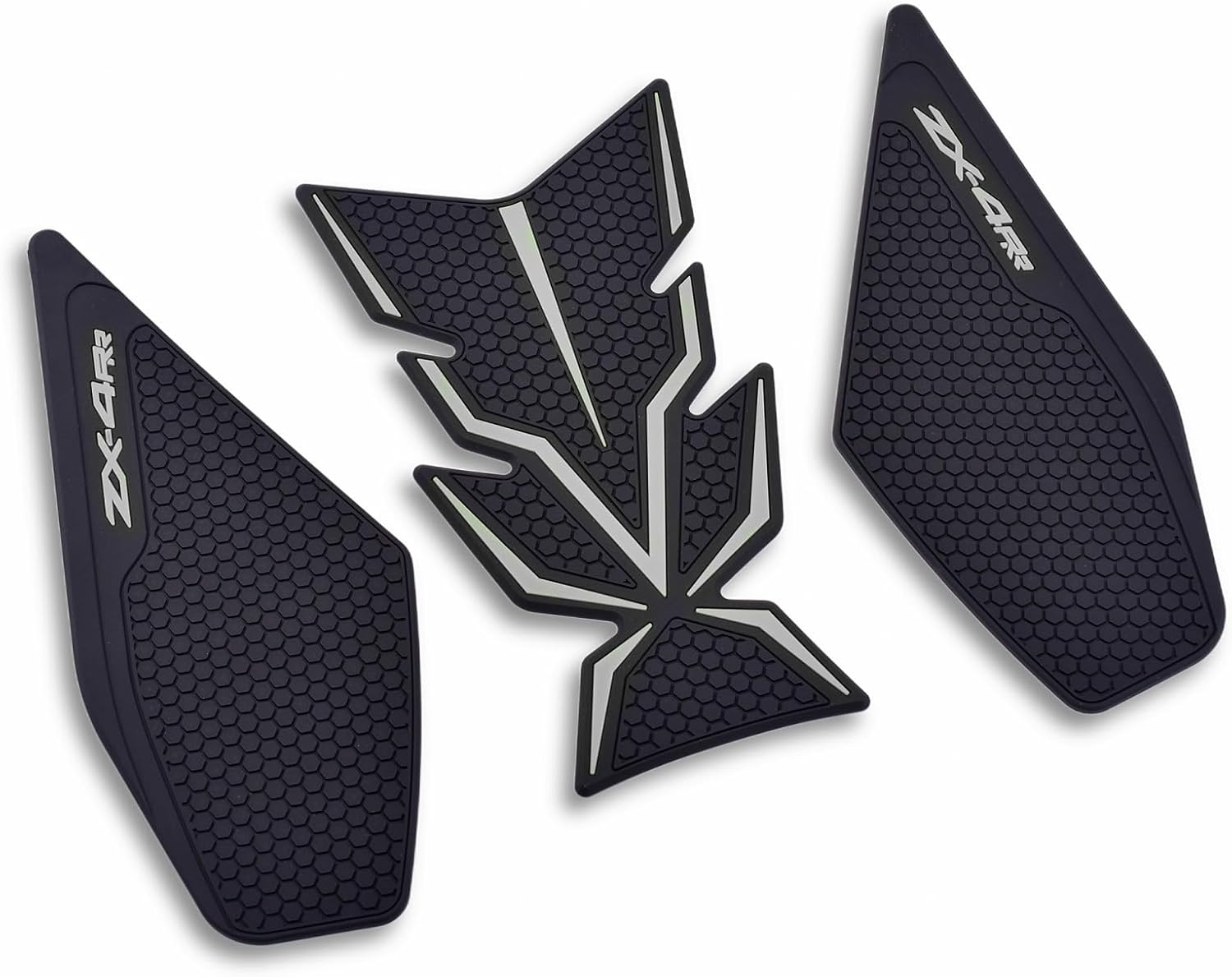 Tank Pad for Kawasaki ZX-4R/SE ZX-4RR 2024~ / ZX-25R/SE 2023~ Motorcycle Gas Tank Protector Side Fuel Tank Sticker Knee Pad Accessory Parts Anti-Slip Scratch Durable Honeycomb Design (Gray)