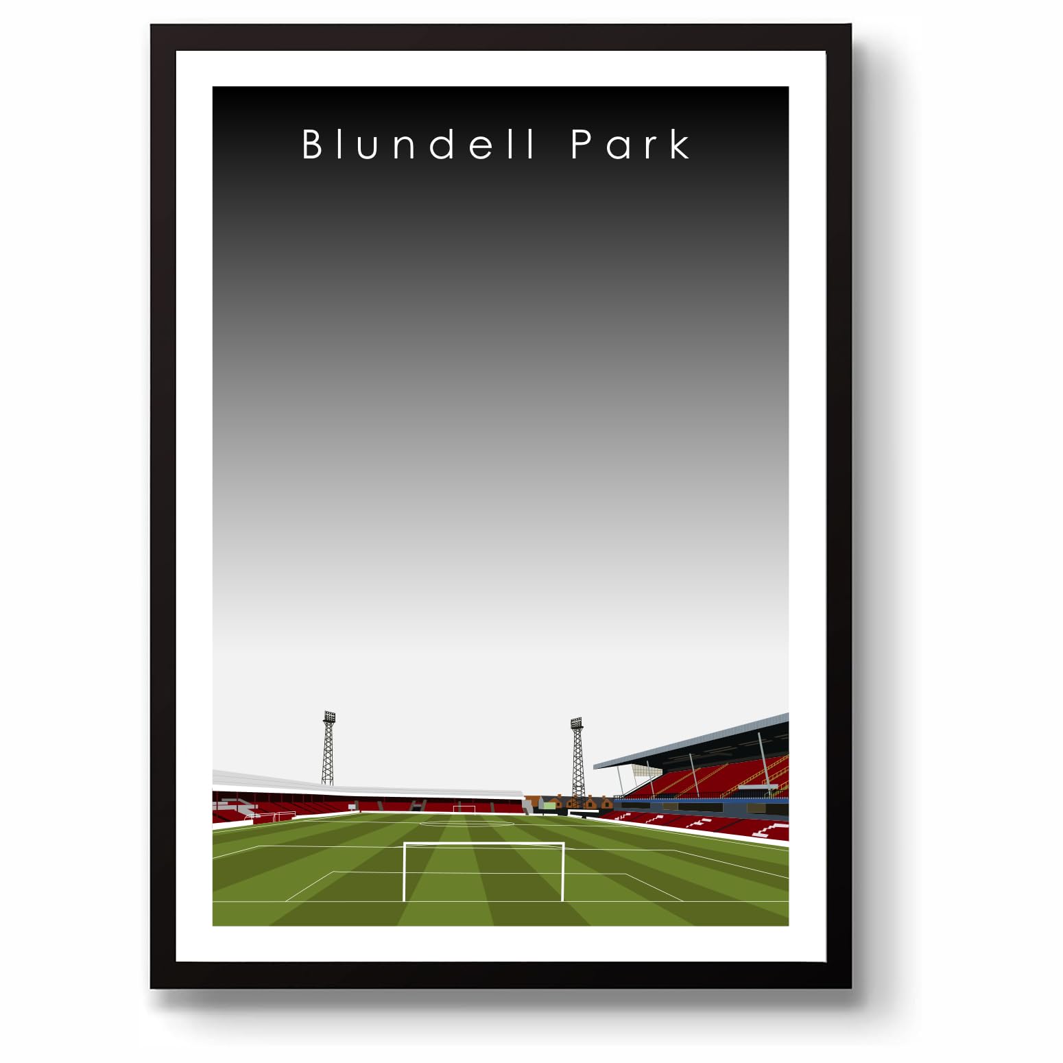 Grounddesigns Men's Black And White Grimsby Town Fc Blundell Park Stadium Wall Art