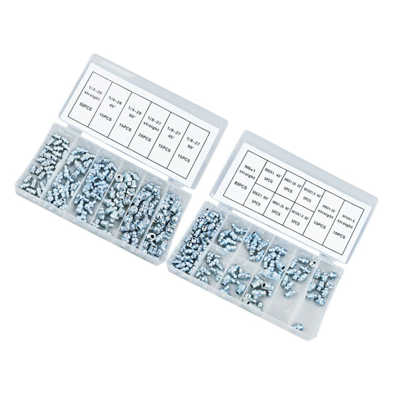Kit de 260 graisseurs métriques droits et coudés PLAFOPE pour lubrification automobile