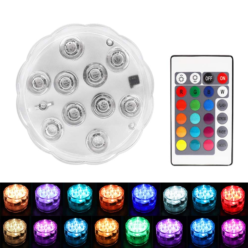 THE WHITE SHOP Diving Led light with remote Control, waterproof diving light battery powered, Underwater Pond Light RGB Multi-color pool light, fountain, pond, garden, wedding, shower