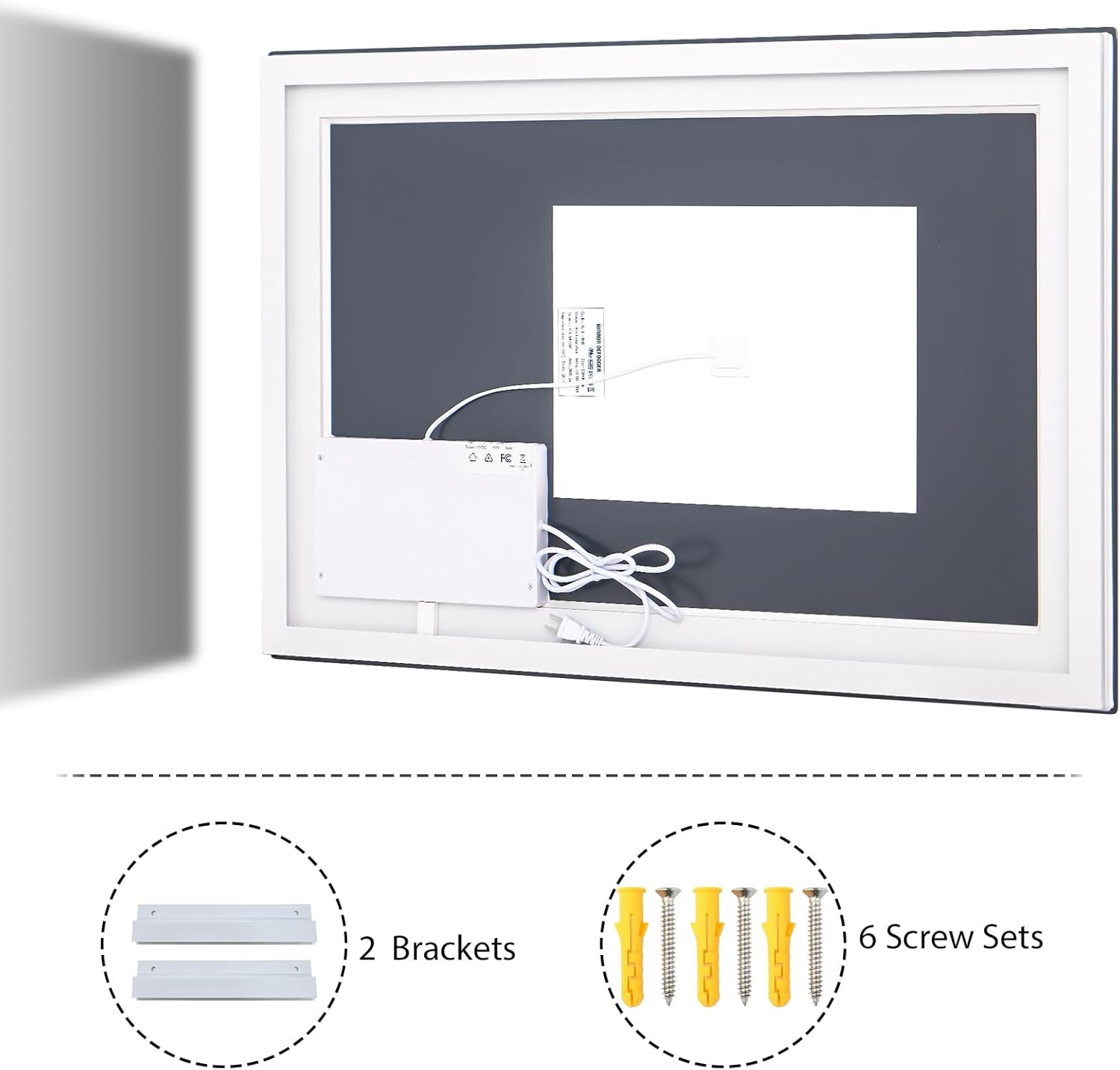 VooBang LED Bathroom Mirror 32 x 40 inches - 3 Adjustable Lighting Modes Lighted Smart Bathroom Vanity Mirror, Anti-Fog, Memory Function, Tempered Glass, Wall Mounted Horizontally Vertically