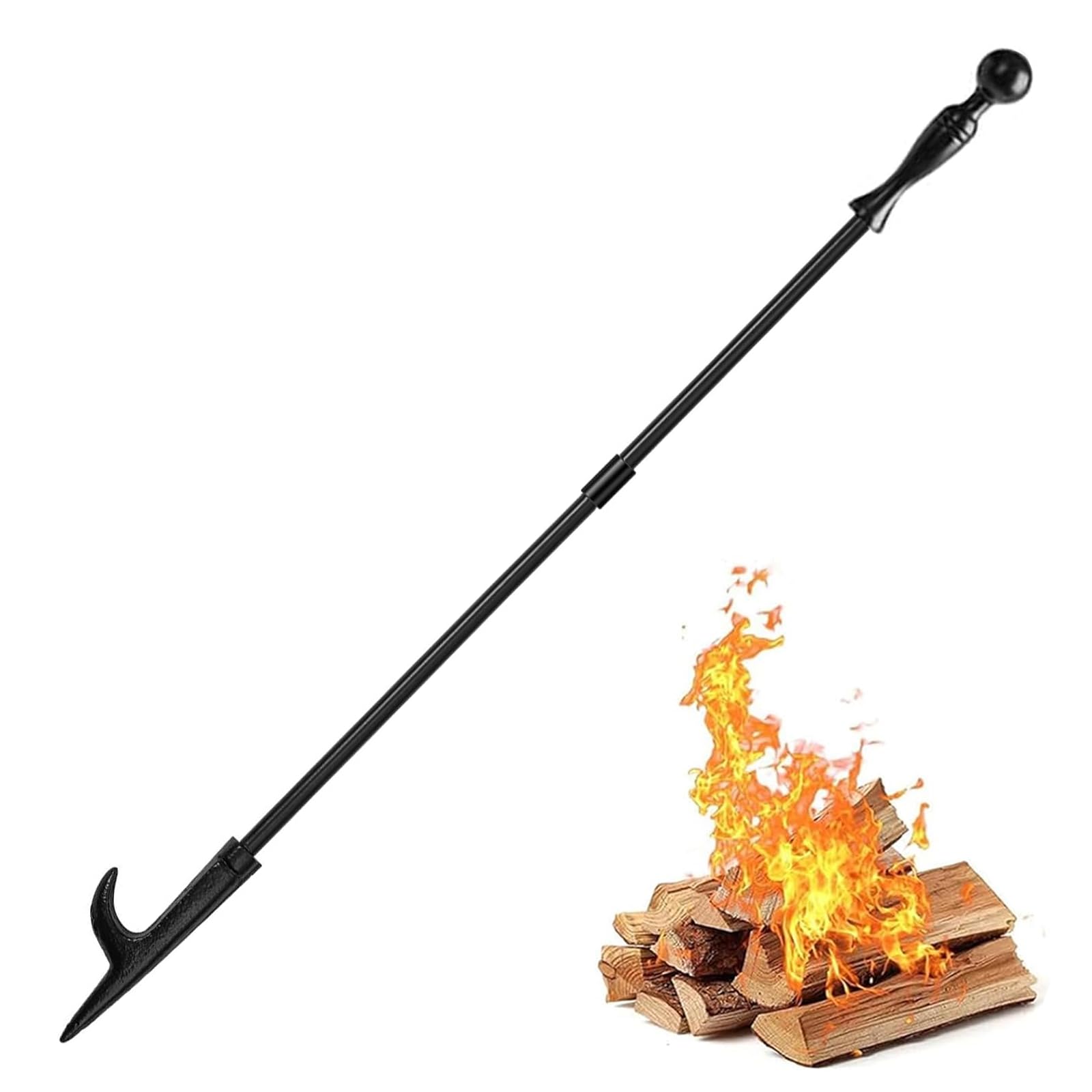 Amagabeli 32 Inch Fire Poker for Fire Pit Fireplace Poker Wrought Iron for In...
