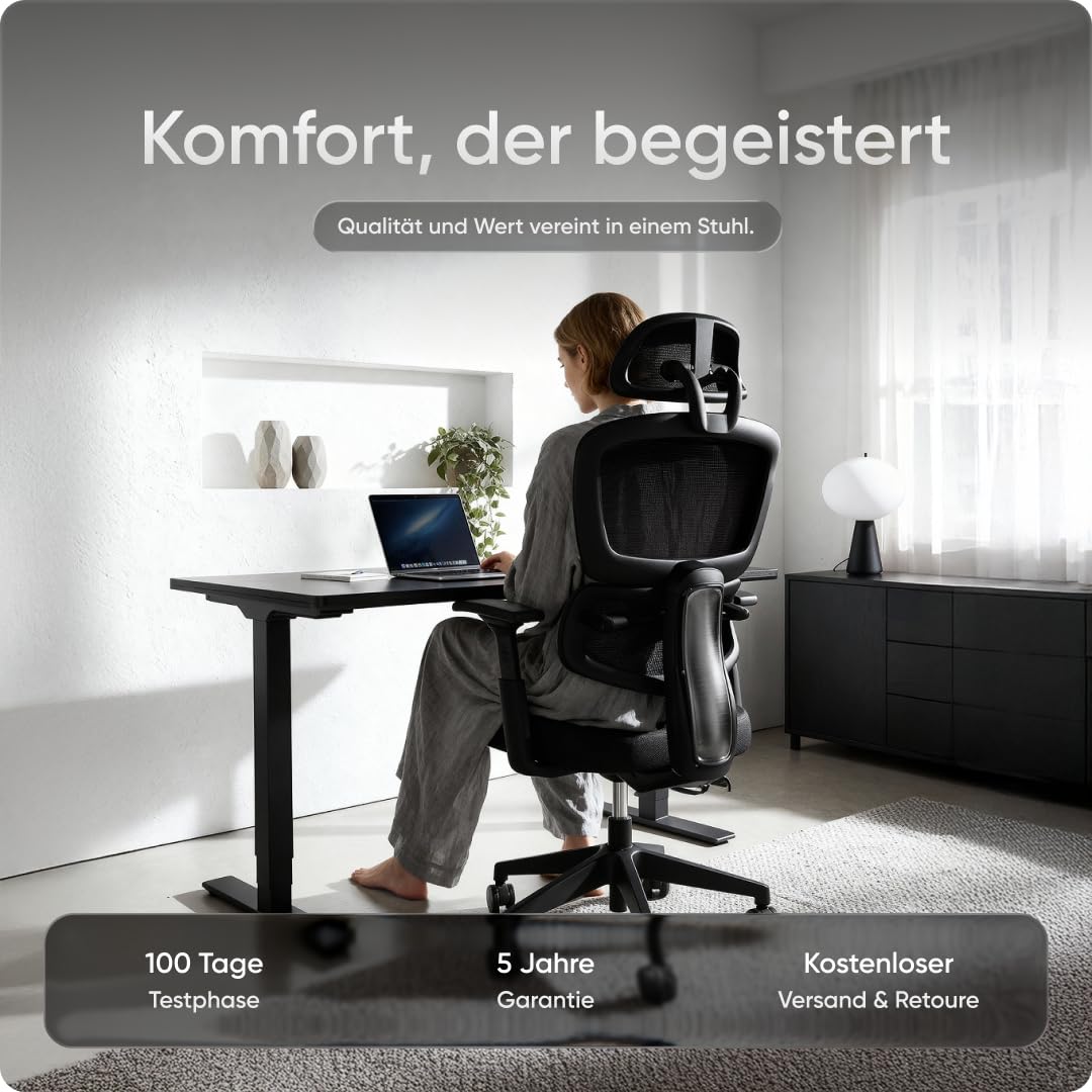 Move Bürostuhl ergonomisch bis 150kg (Testsieger) - 5 Jahre Garantie