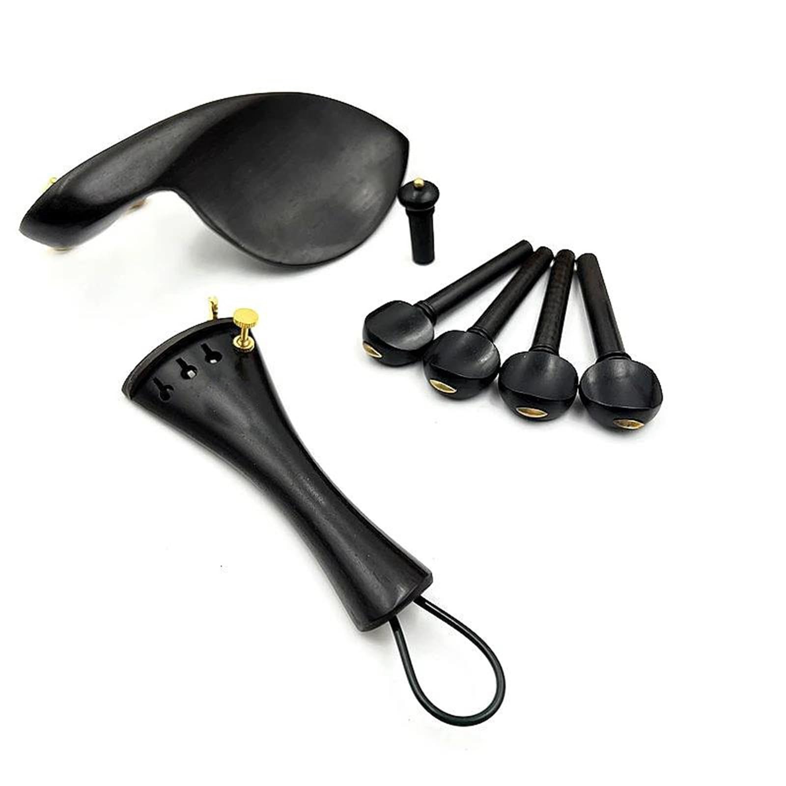Juego De Accesorios Para Violín 1 Juego De Accesorios Para Violín 4/4 De Madera De Ébano Cordal Clavijas De Afinación Clavijas De Extremo Mentonera Afinador Fino