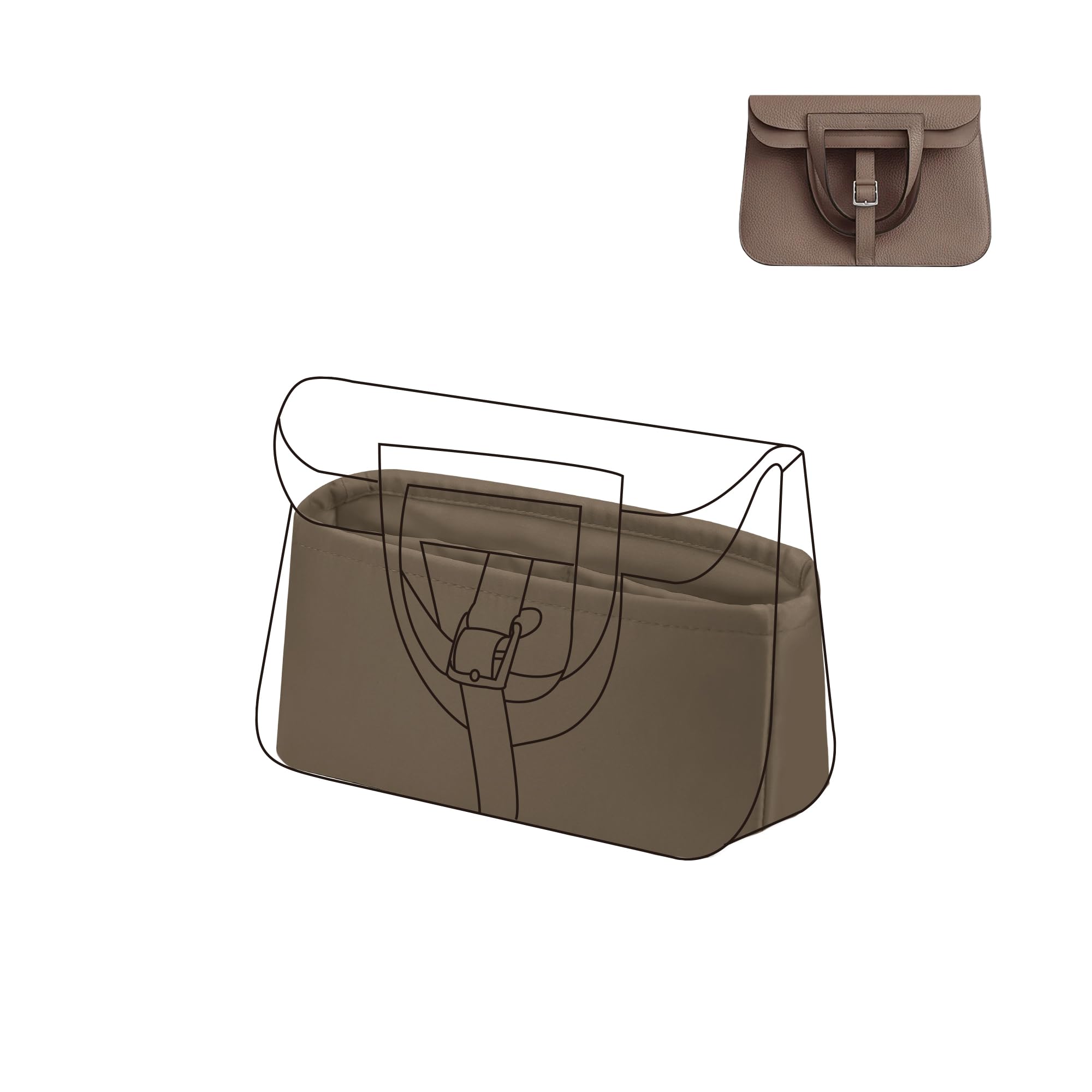 Dgaz Etoupe Grey Silk Purse Organizer Insert Fits Halzan Mini/ 25/31, Silky Smooth Bag Organizer, Luxury Handbag & Purse Shaper (Mini, )