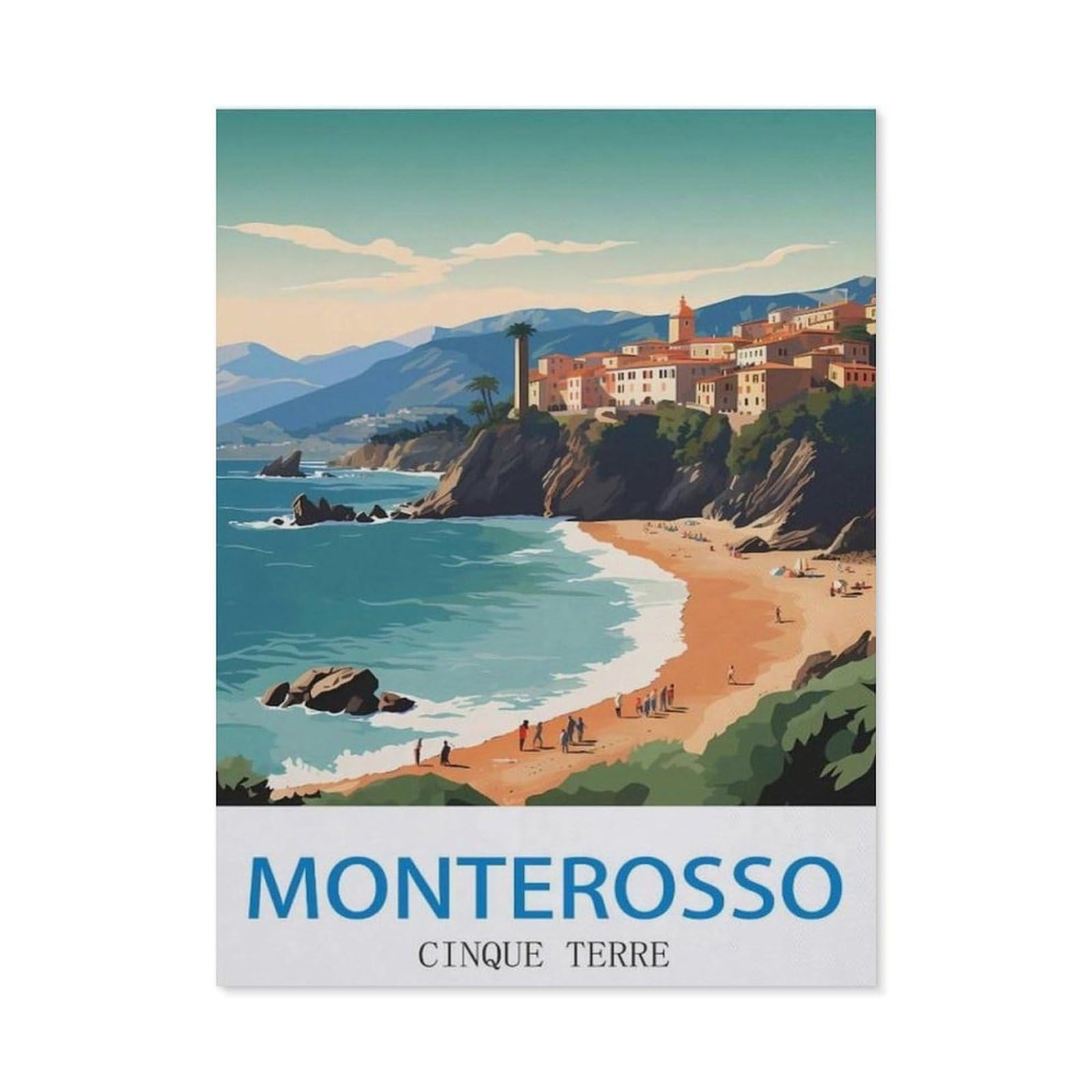 BEAYODKP Diamond Painting，Monterosso Cinque Terre，Full Round Diamond Embroidery Kits Cross Stitch Crystal Rhinestone Pictures Arts Craft Home Wall Decoration（30 x 40 cm/11.81 x 15.74 inches）-CL12