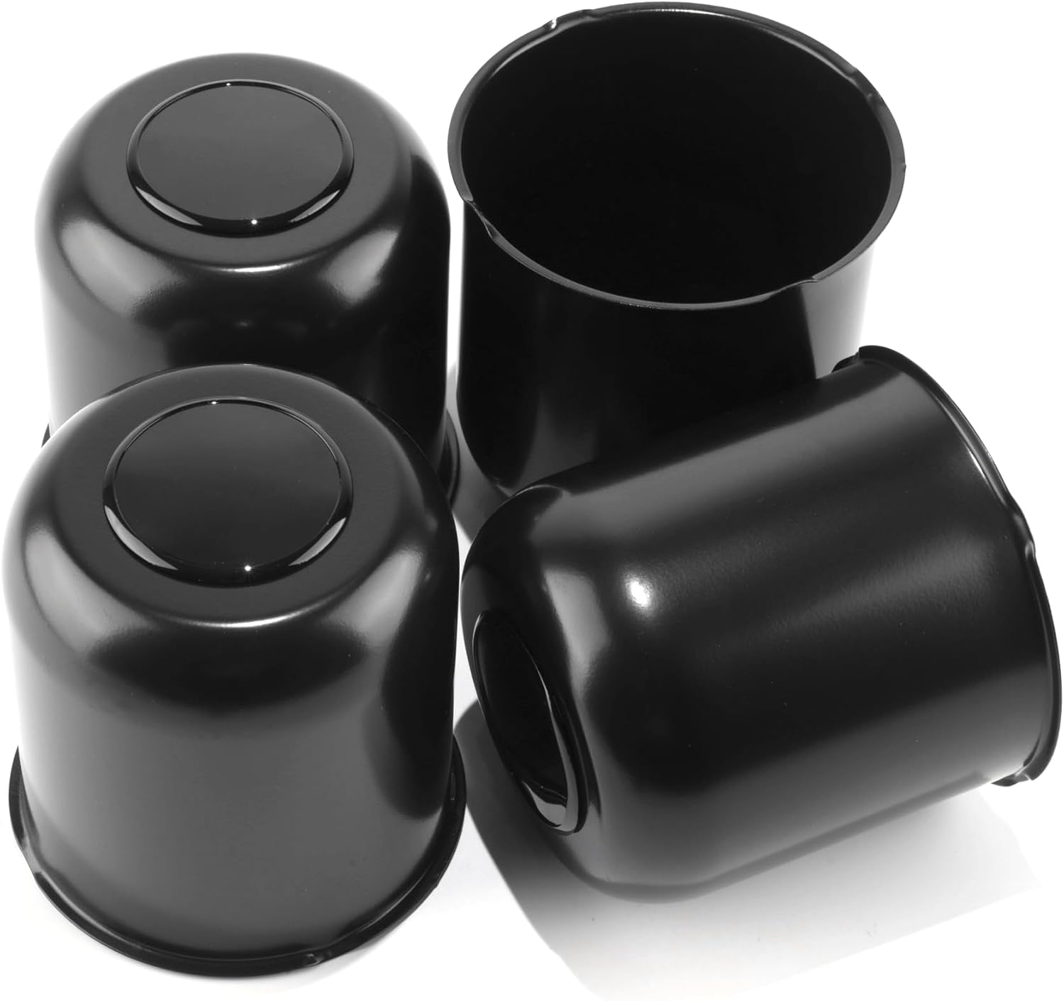 4Pcs 4.25inch Stainless Trailer Wheel Center Caps Push Through 4.25" Bore 4.29" Tall Top Removable Hub Cap for Truck SUV RV Wheel Rim, Matt Black Wheel Cover