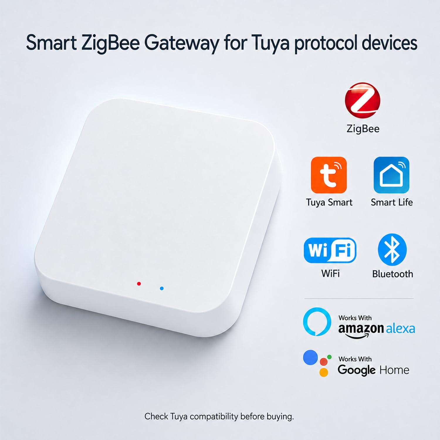 ZigBee 3.0 Hub WiFi & Bluetooth Dual Mode Gateway, Only for Tuya