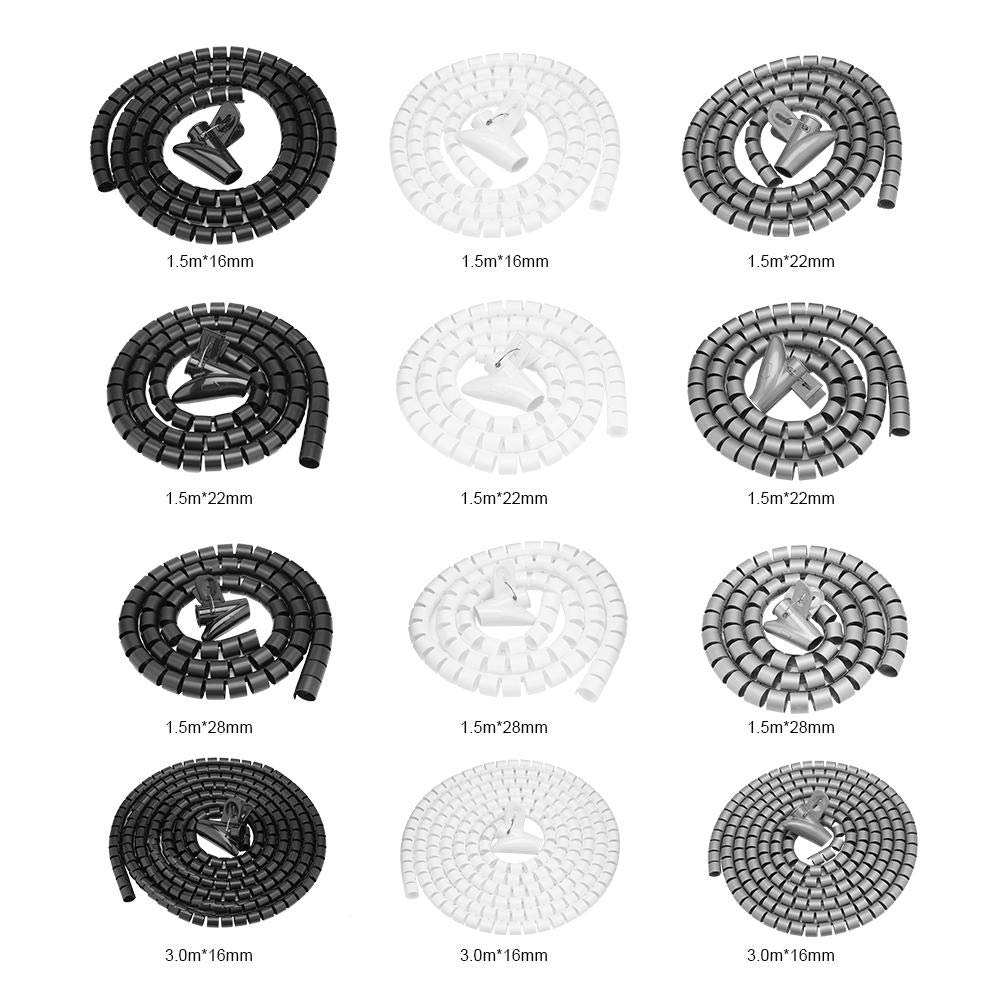 Enrouleur De Câble Spiralé De 1,5 M, 8 Mm à 22 Mm, Gris, Diamètre Intérieur 8 Mm(Black 10mm Inside Diameter