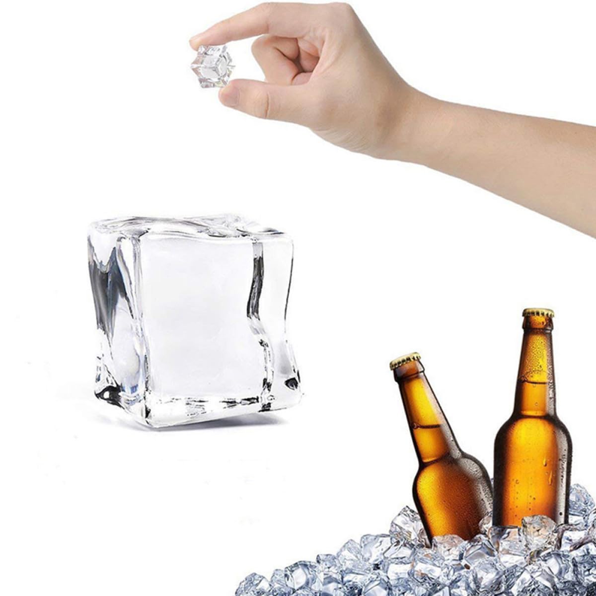 Wiederverwendbare Acryl Eiswürfel Unregelmäßig Transparent 48 Stück Leicht Realistische Dekoration Tischstreu Deko für Party