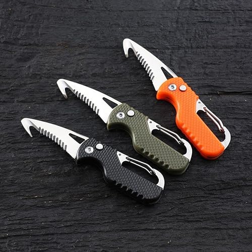 Yisida 2 Pack Mini Folding Keychain Knife, Box/Seatbelt Cutter, Portable Rescue Knife, Orange And Black, 4.3 Inch #TOP5