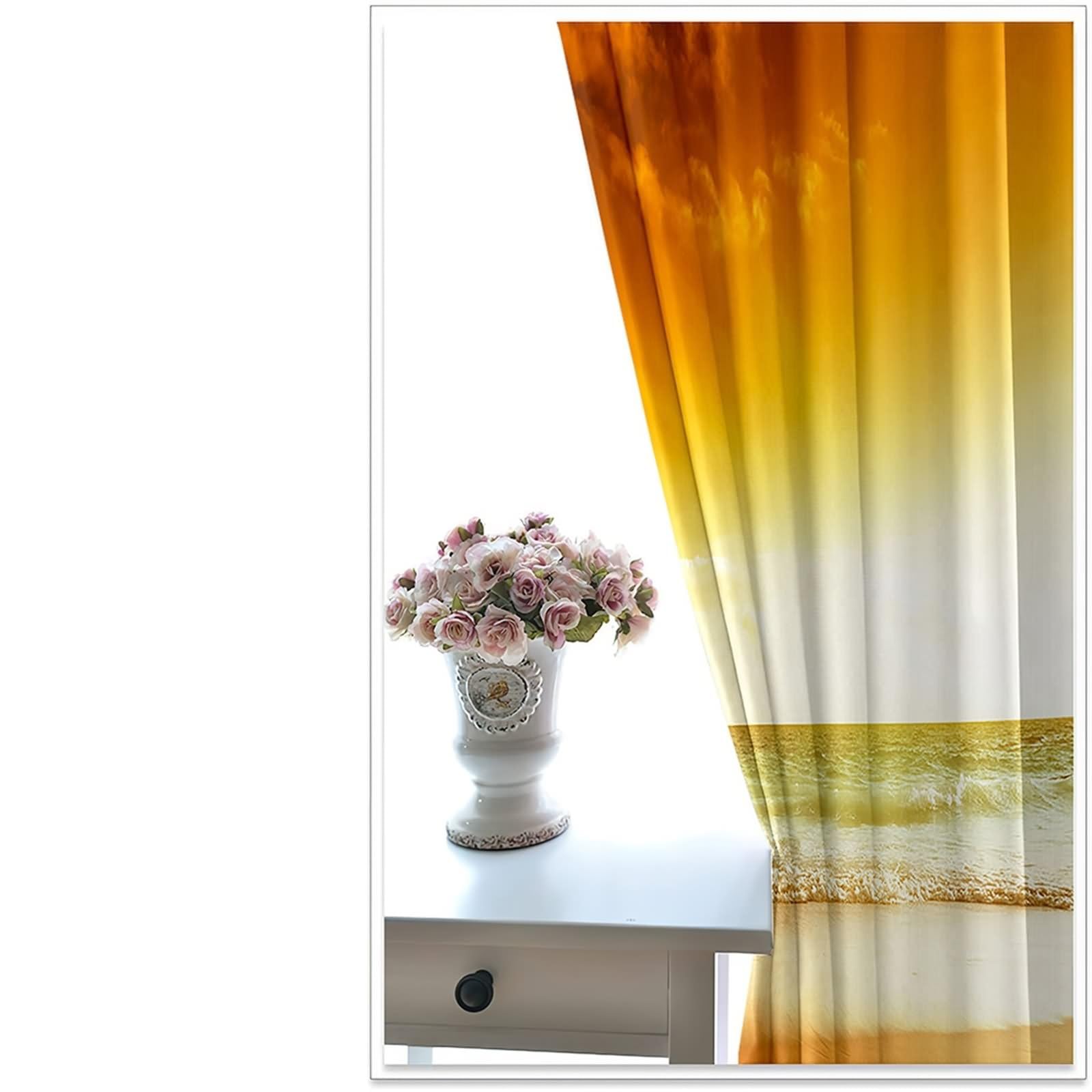 Wewnętrzna zasłona okienna, żółta pomarańczowa wschód słońca zasłona okienna poliester 2 panele 172 x 160 cm