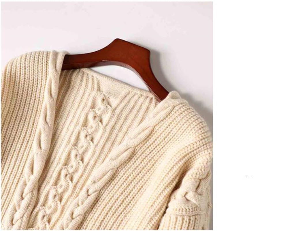 Hamthuit Cardigan da Donna Maglione Vintage in Lana Spesso Caldo Morbido Lavorato A Maglia Cardigan Lungo Maglione Lungo