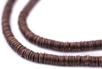 The Bead Chest Copper Flat Disk Heishi Beads 4mm, 24" Strand, Handmade for Jewelry Making & Crafts | Approximately 1200 Beads