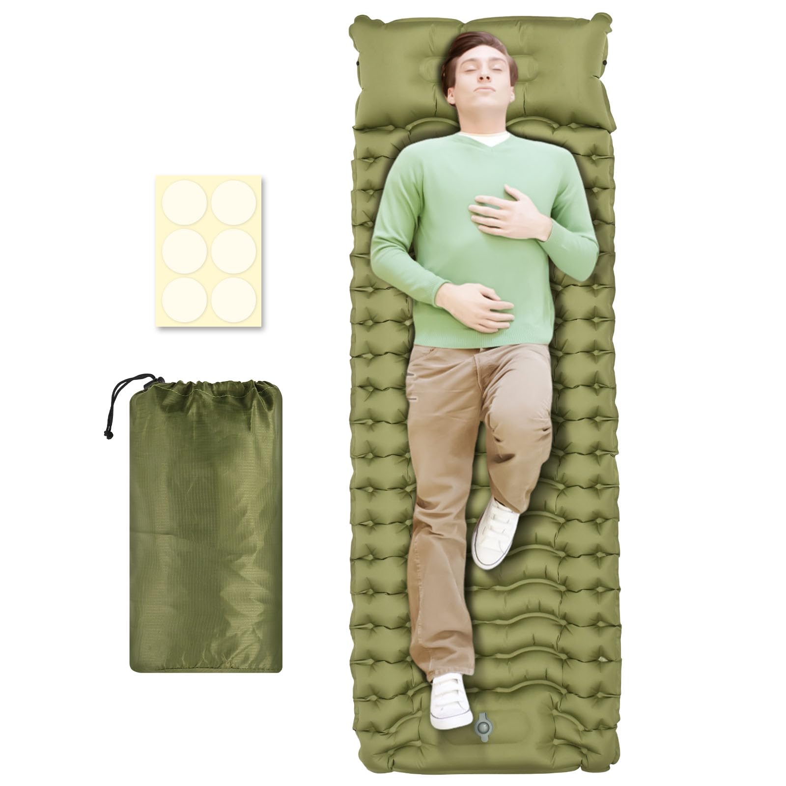 Selbstaufblasende Isomatte – 10 Cm Dick, Einzel 192x66 Cm Oder Doppel 200x140 Cm, Mit Fußpumpe, Kissen, Nylon – Für Camping, Wandern, Trekking Selbstaufblasende Isomatte – 10 Cm Dick, Einzel 192x66 Cm Oder Doppel 200x140 Cm, Mit Fußpumpe, Kissen, Nylon – Für Camping, Wandern, Trekking