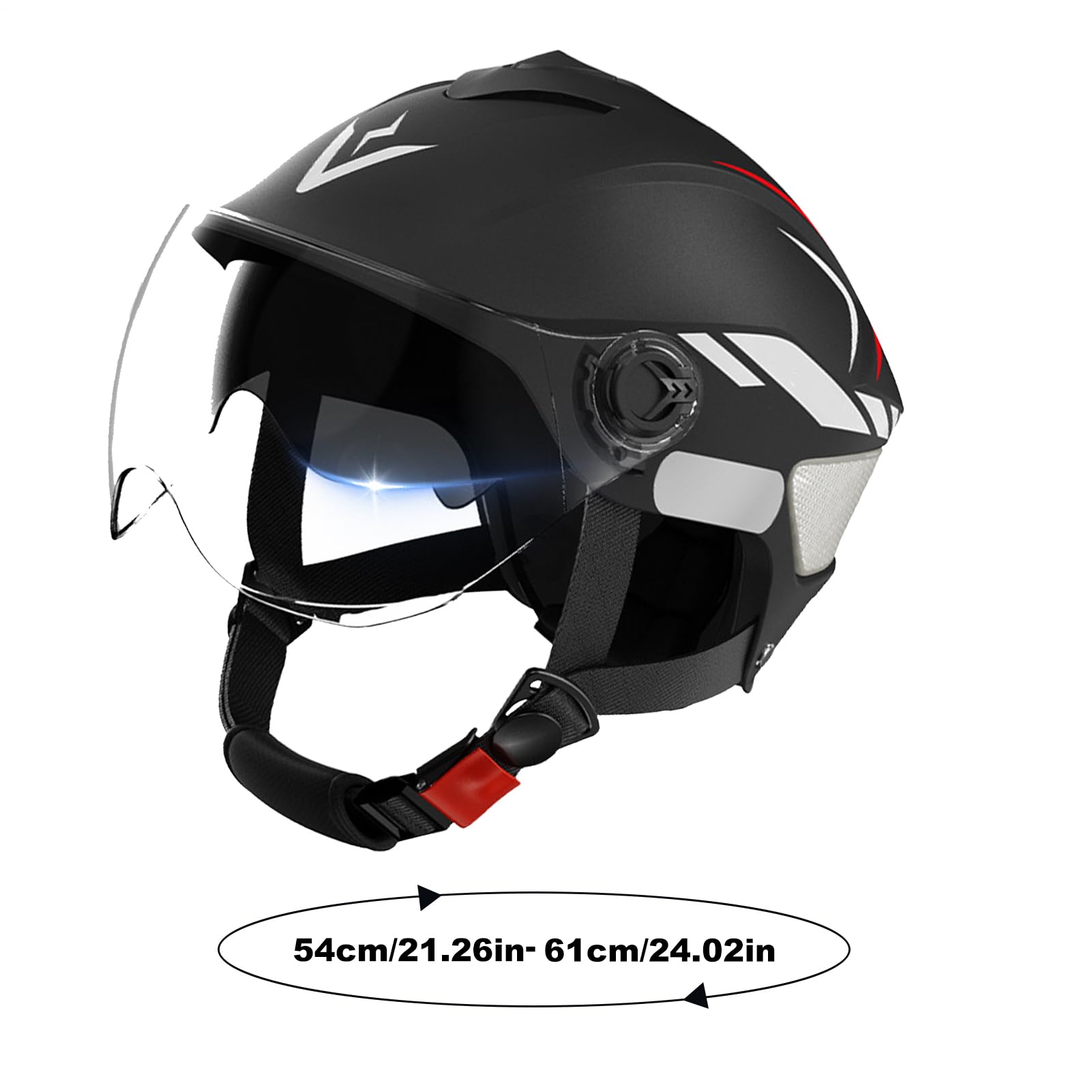 Motorcycle Headgear, Double Visor Scooter Helmet Adult, 21.25x24.01 Inches Adjustable Fit Riding Gear & UV Block Design, Hard Shell Hat for Wife, Husband, Son, Family, Men, Friends