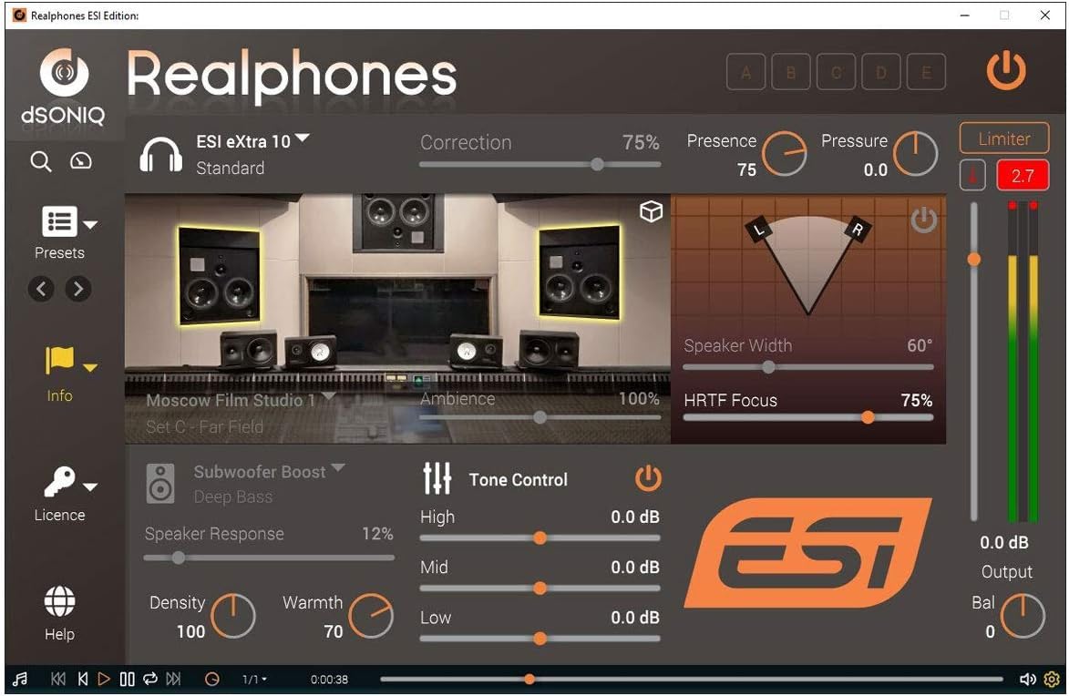 ESI Adicional 10 | Auriculares de Estudio Software de Modelado dSONIQ Realphones
