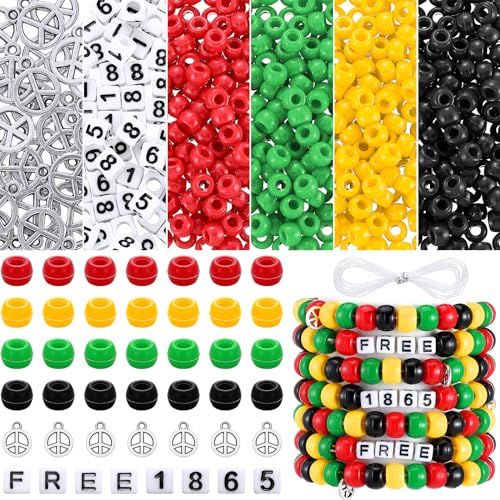 Pulseras Juneteenth fáciles de hacer con cuentas completas para manualidades 2