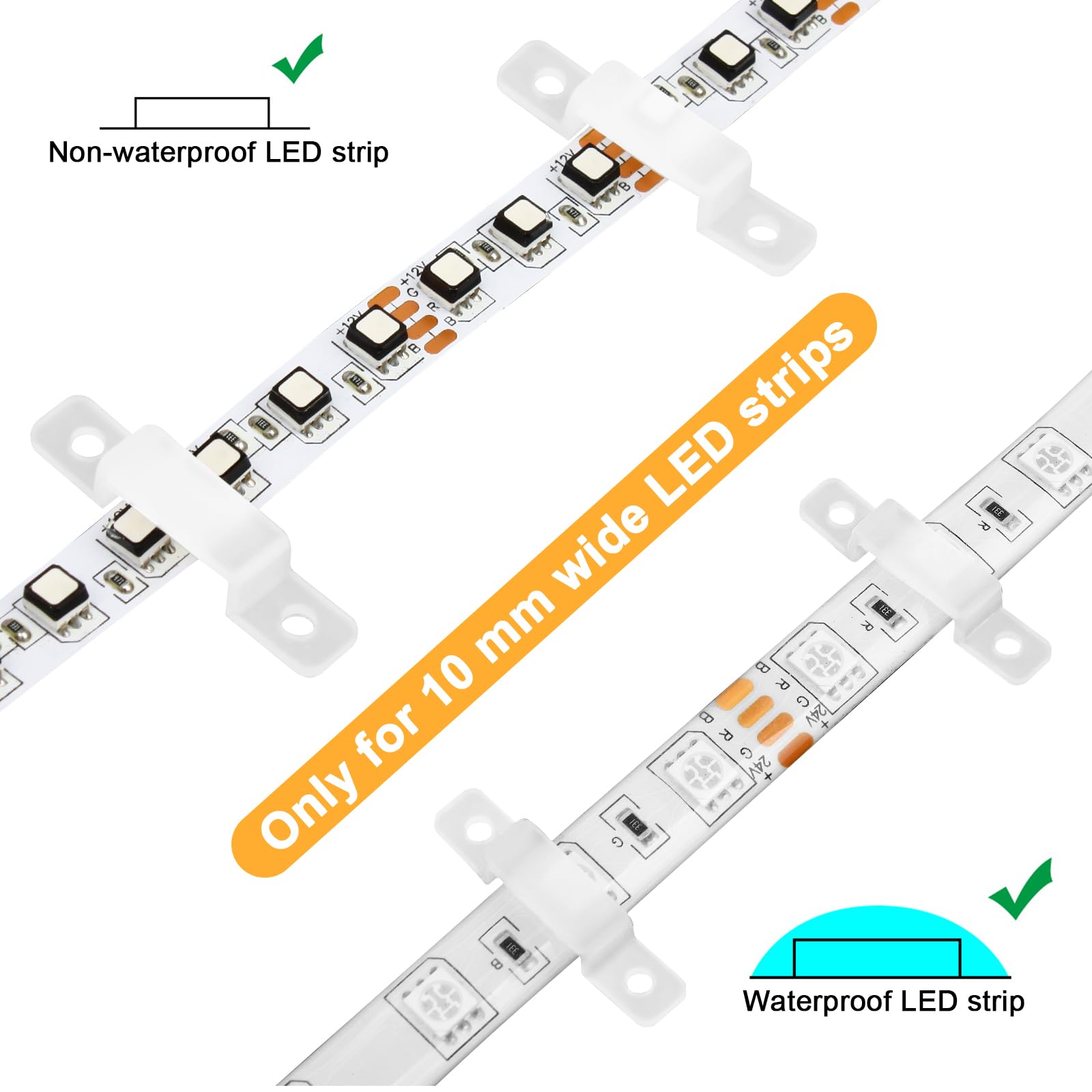 10 Clip Di Fissaggio Per Striscia Led Trasparenti - Foto 8