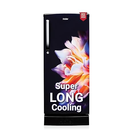 Haier 205 L, 3 Star, Direct-Cool Single Door Refrigerator (HED-213KIB-N, Black Iris, Base Stand Drawer, 2024 Model)