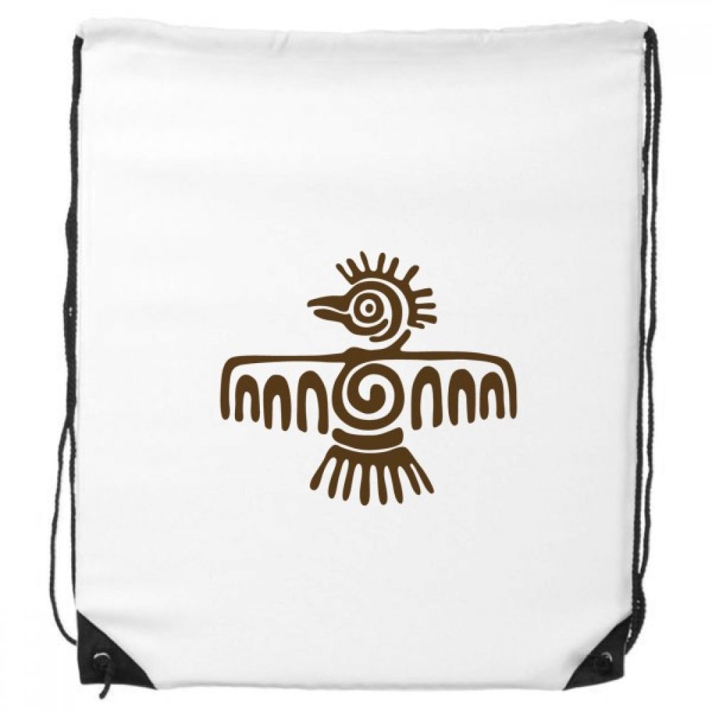 DIYthinker Mexico Totems Mexican Bald Eagle Ancient Civilization Drawstring Backpack Shopping Gift Sports Bags One_Size Multicolor