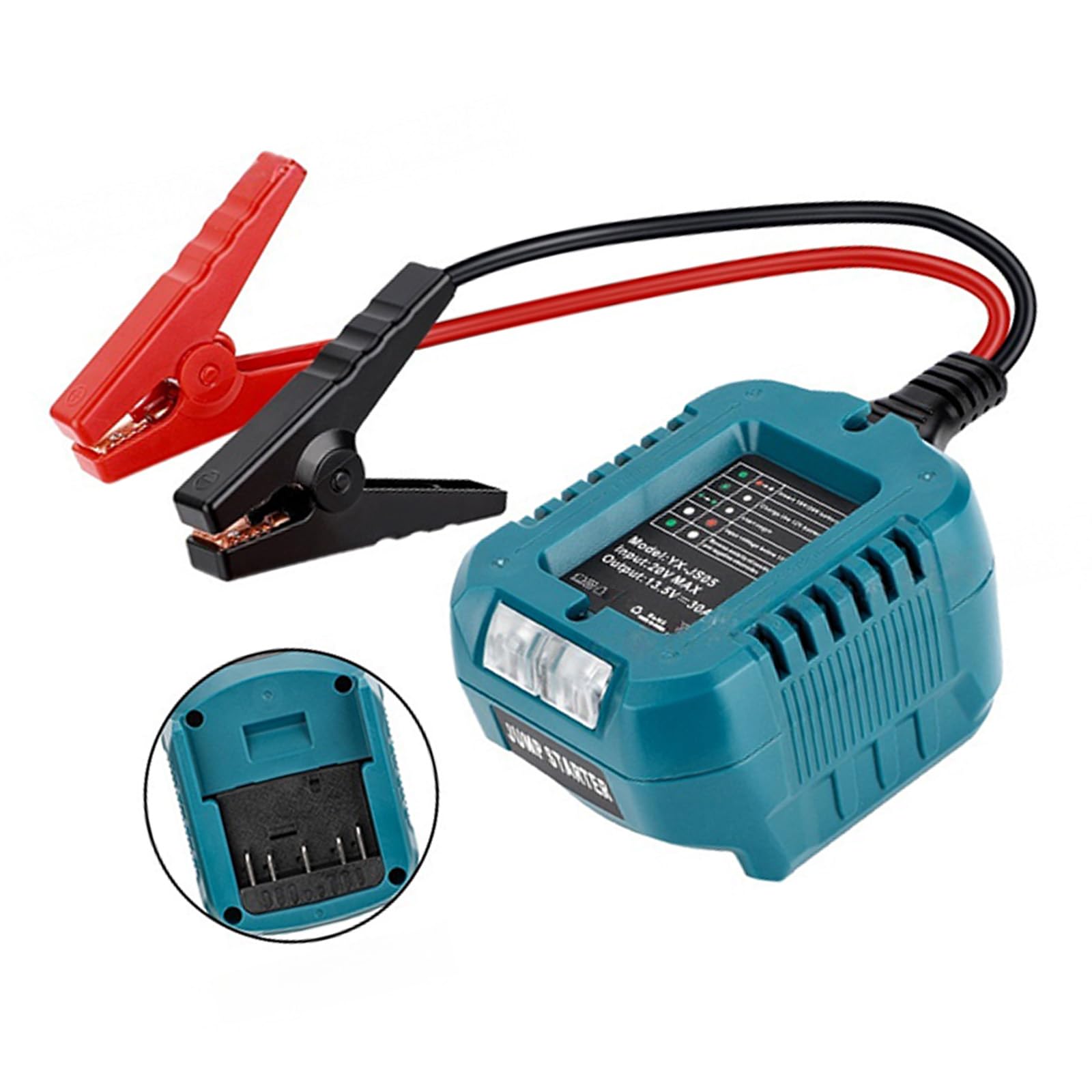 Câble de démarrage avec clip pour batterie 18 V-20 V 10 AWG, câble de démarrage automobile pour démarrage de voiture à l'aide d'outils, adaptateur de charge automobile robuste