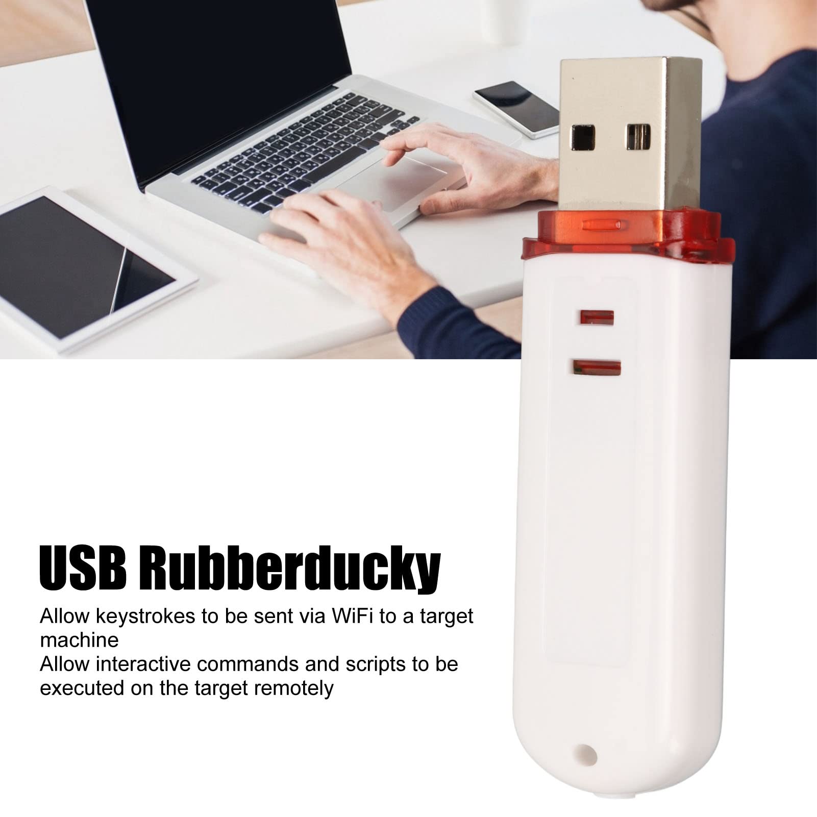 Yunseity Inyector USB WiFi HID, Adaptador de Red USB Inalámbrico Portátil Rubberducky Transmisión de Datos Rápida para Script de Comandos de PC, Plug and Play