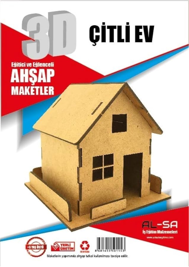 Alsa 3D Ahşap Maket Yap Boya Çitli Ev