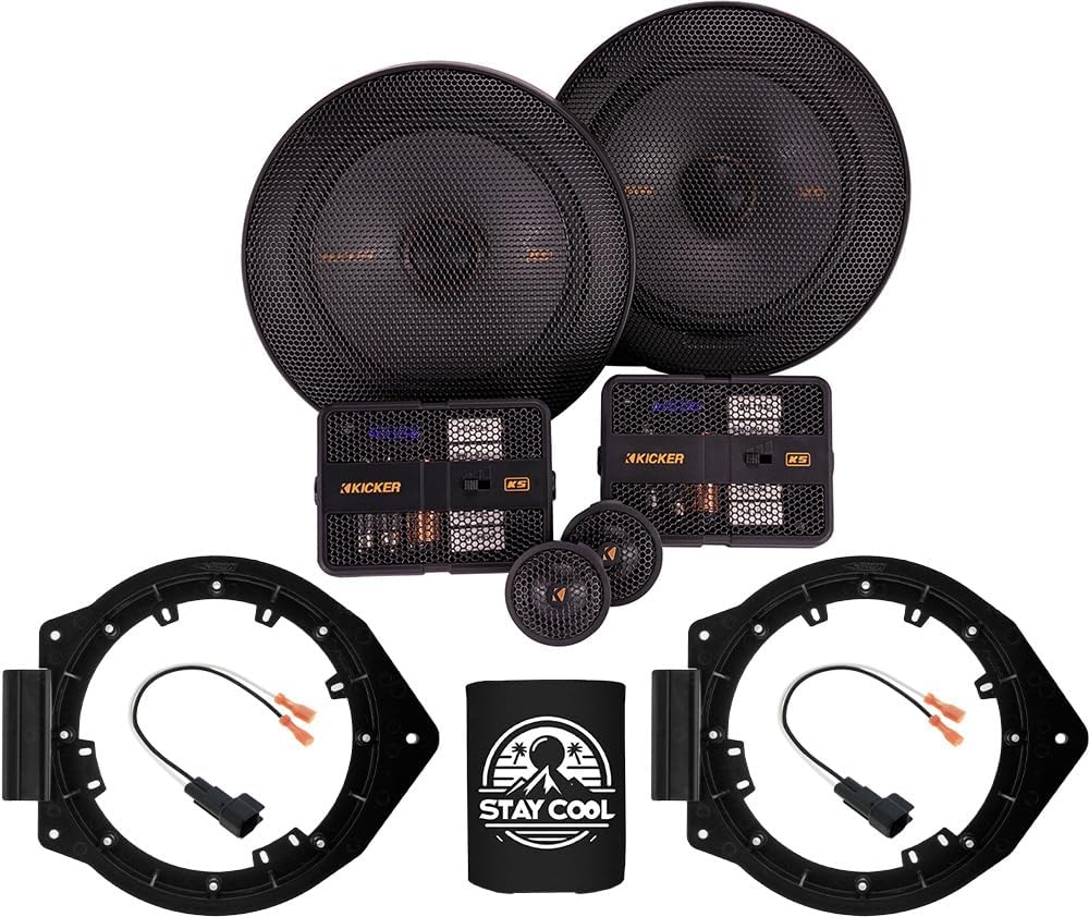 KICKER Speakers 6.5 inch for Chevrolet Impala 2006-2013 Upgrade Kit - Pair of KS Series with Adapters and Harness, Component 6 1/2 Car Audio Front Door Speaker for Chevy KSS650, 51KSS6504