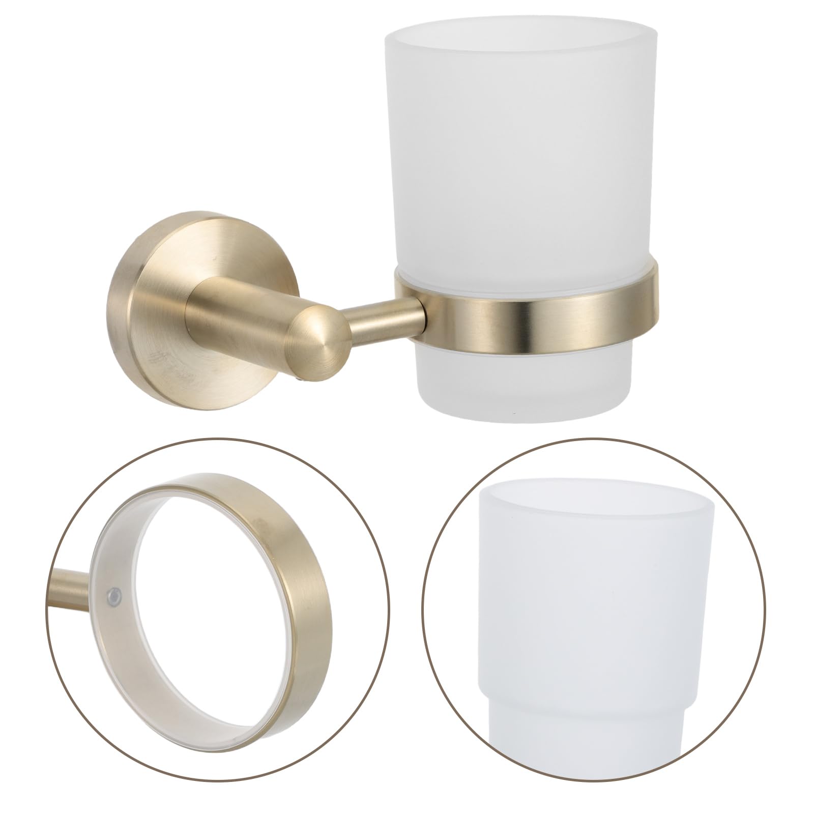 Toyvian Portaspazzolino da Denti a Parete in Acciaio Inox Porta Bicchiere da Bagno Vetro Smerigliato, Organizer Compatto e Stabile per Spazzolini e Dentifricio, Accessorio Bagno Moderno