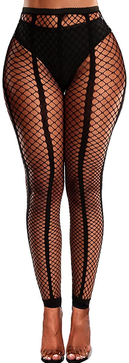 DRESHOW High Waist Tights Fishnet Stockings Thigh High Stockings Pantyhose for Women