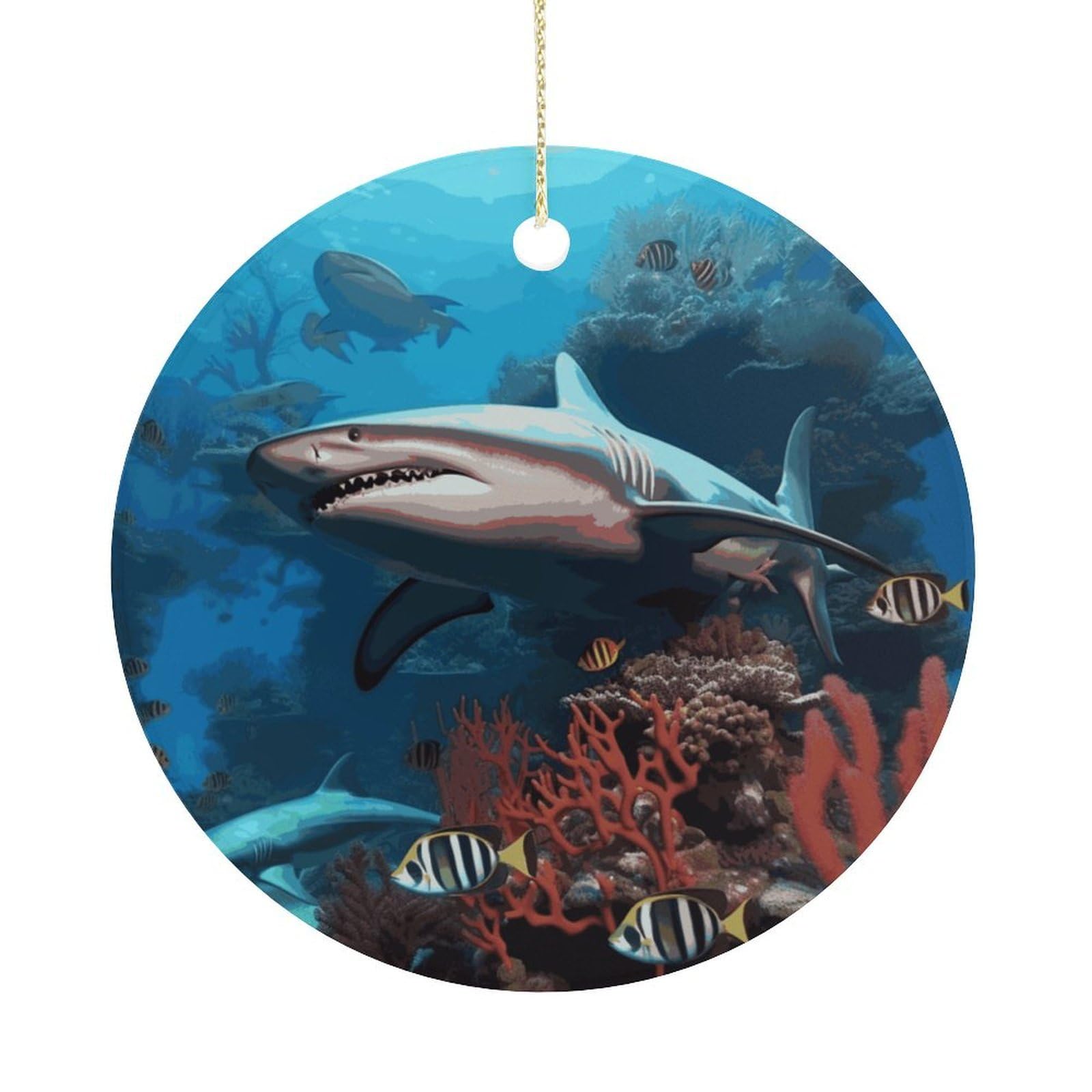 Adfgyerh Women's Style Submarine Shark Coral Hanging Ceramic Ornaments, Christmas Tree Decorations, Funny Home Decor Gifts For Sisters & Work Best Friends