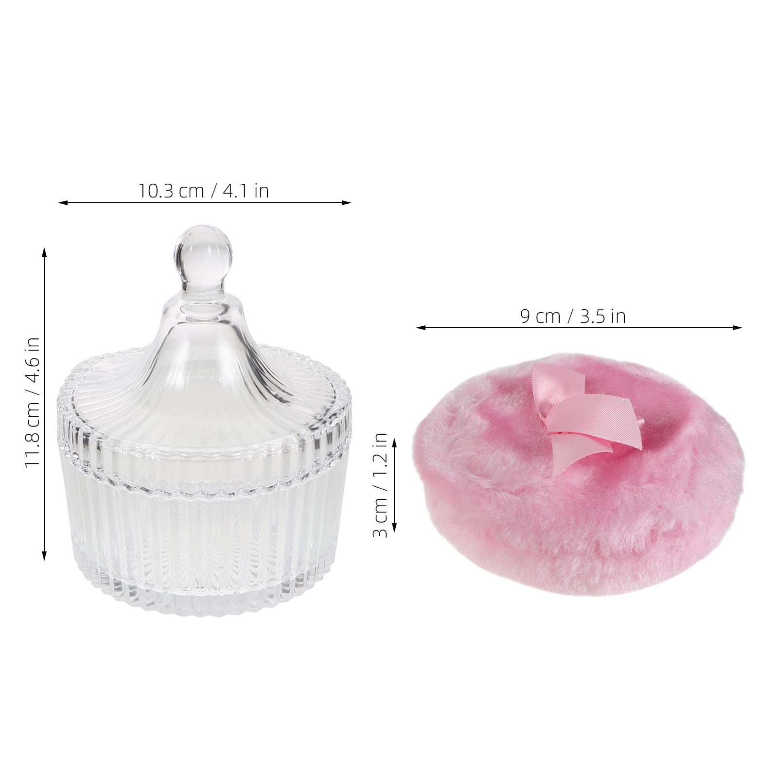 Talkumpuderquaste Satz mit Glasbox, 90x30mm, Beige und Rosa
