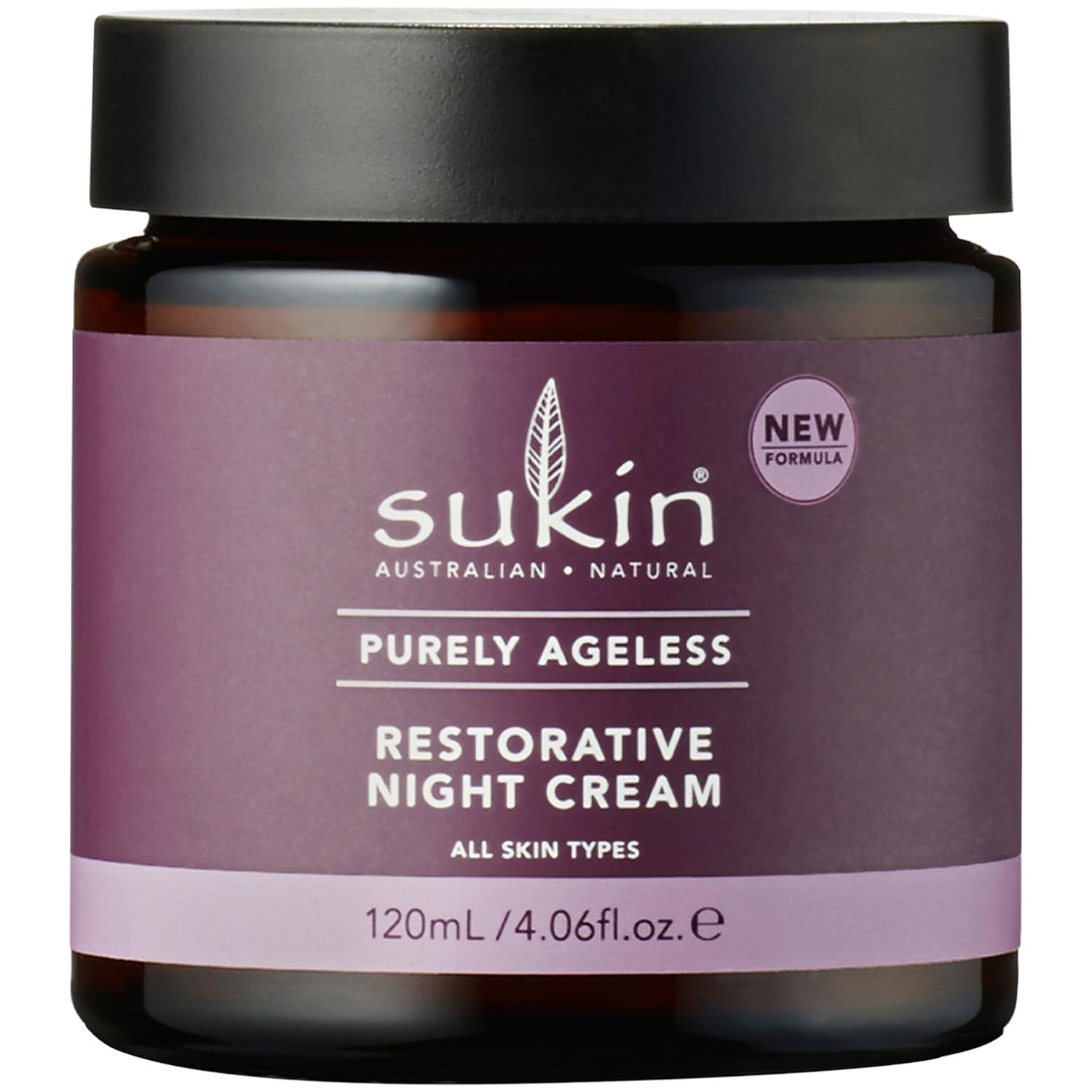 Sukin Purely Ageless Restorative Night Cream 120ml - with Ribose, Macadamia Oil, & Cocoa Butter; vegan friendly - plumps skin, fights the signs of ageing, reduces the appearance of wrinkles.