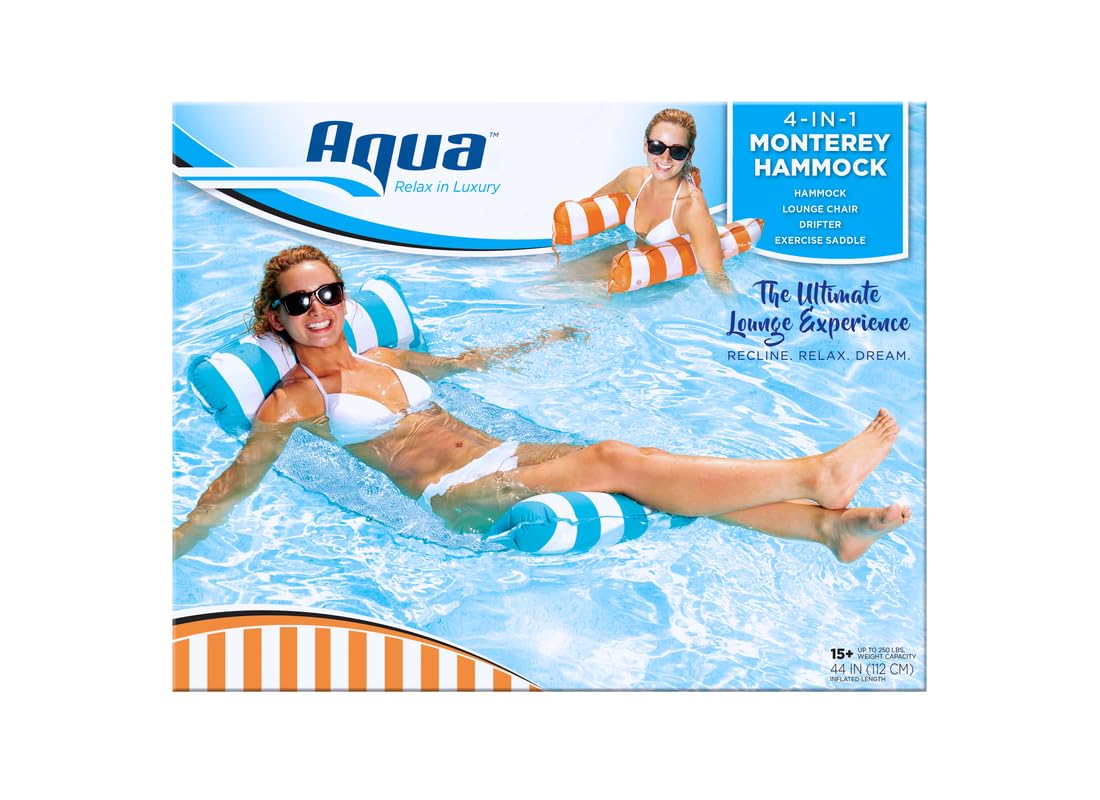 Aqua Leisure Monterey Hammock Ride On, Blue/Orange Assorted