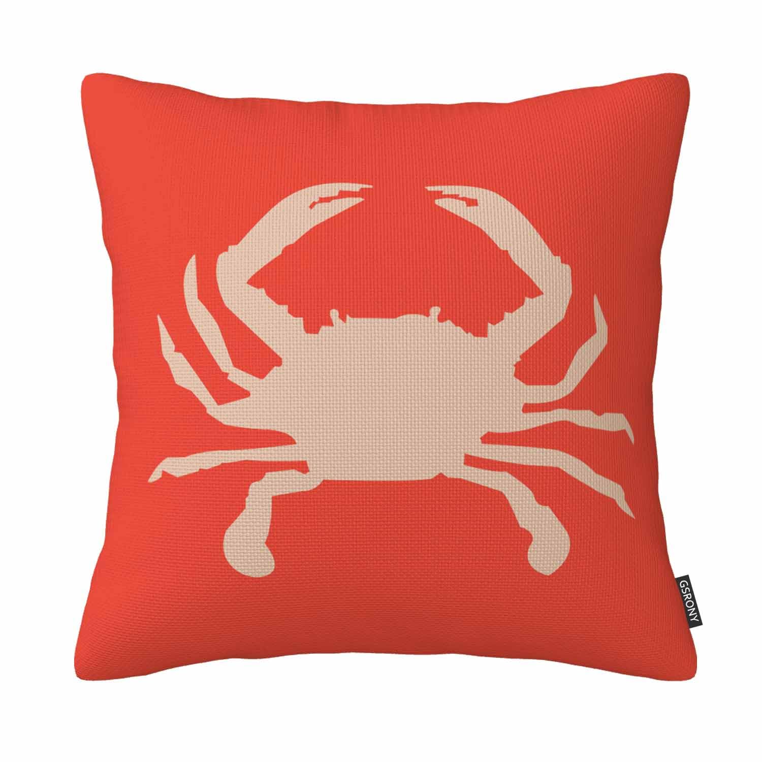 Gsrony Peach Crab Throw Pillow Covers Cute Ocean Park Red Crab Cushion Pillow Case Home Decor Pillowcase 18X18 Inches