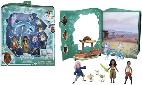 Disney Princess Toys Raya and The Last Dragon Story Pack con 7 personajes muñecas pequeñas figuras y accesorios inspirados en películas de Disney