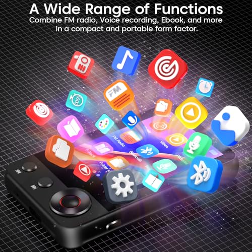 Image of Sounce M25 32GB MP3 Player with Bluetooth 5.3 Touch Screen Music Player HiFi Speaker 2.4 Inch Display FM Radio Voice Recorder Video Ebook SD Card Support Portable Audio Player Premium Edition (Black)