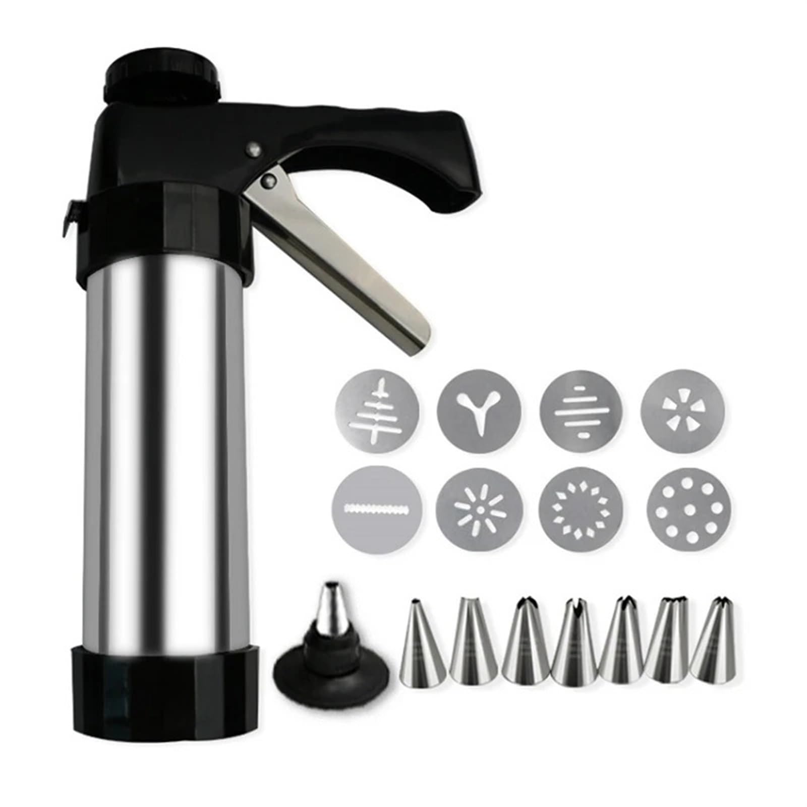 Garnierspritze Edelstahl Stainless Steel Cake Cream Decorating Sets Cookie Making Machine Nozzles Mold Pastry Syringe Extruder Kitchen Baking Tools DIY Backzubehör(Style 1)