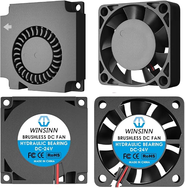 WINSINN 24V 40mm Fan Blower for Cooling Ender 3 / Pro Turbine Turbo 40x10mm 4010 DC Brushless Hydraulic Bearing, with Air Guide Parts - High Speed (Pack of 4Pcs)