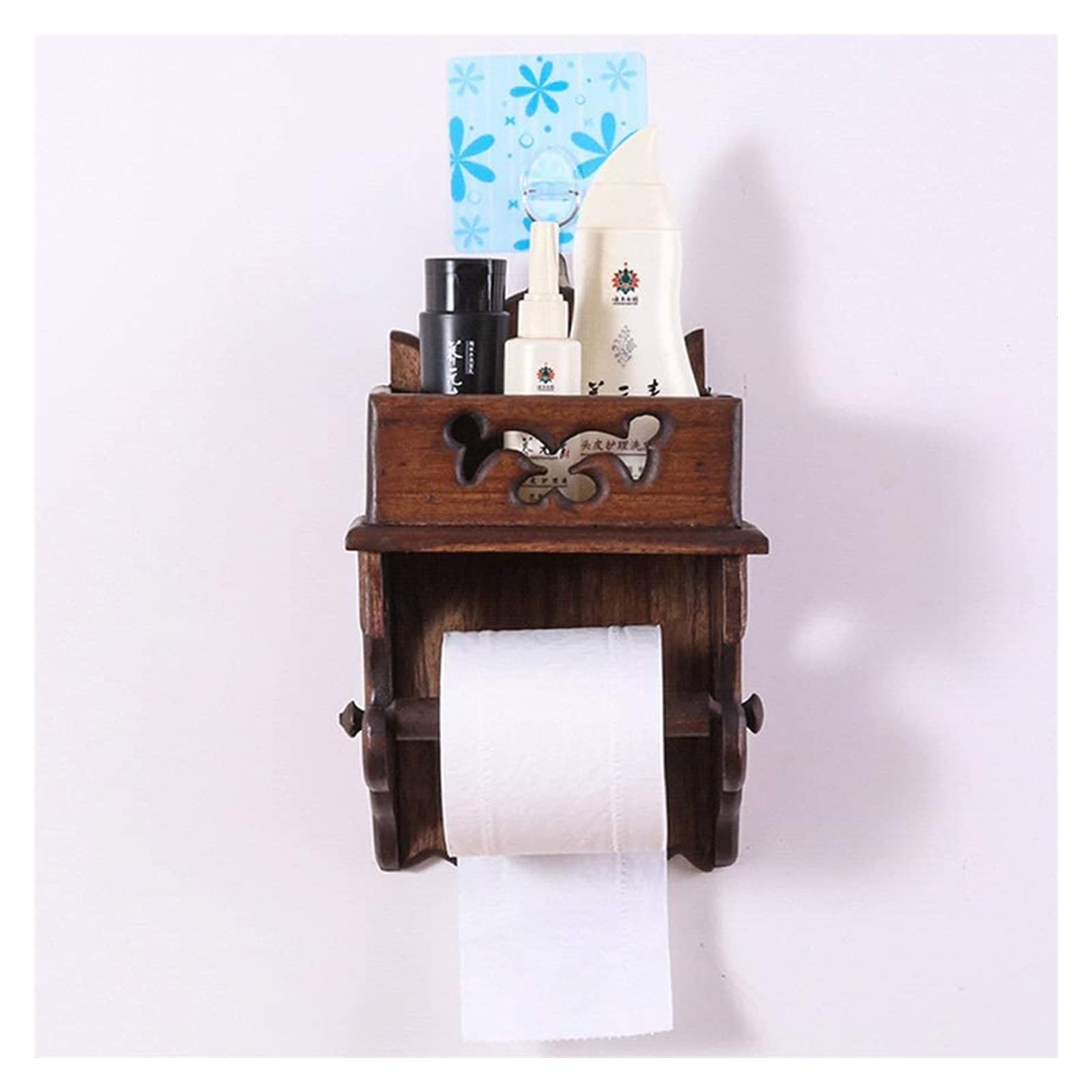 Portarrollos de papel higiénico de madera, soporte de pared para puerta, dispensador de rollos de papel higiénico, accesorios de baño, L
