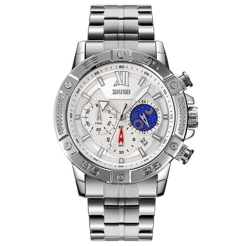 SKMEI Men's Silver Steel Belt Watch Silver - Silver - Image 1