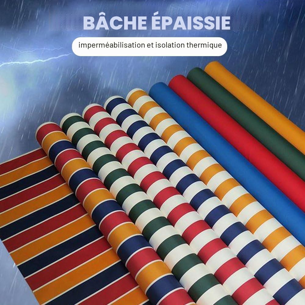 Store Banne Manuel Rétractable, Tissu De Rechange pour Auvent De Balcon 350x300cm, D'Auvent Extérieur Toile pour Porte-fenêtre, Toile pour Store Banne(Khaki,4x3.0m(13x10ft))