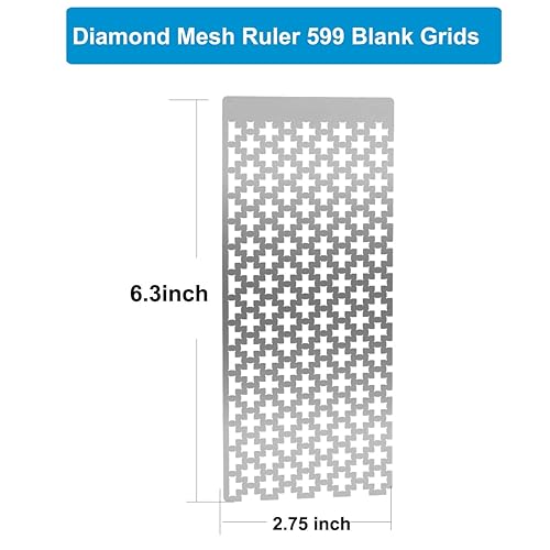 Miniatura 4 de Regla de pintura de diamante con rejillas en blanco 599 1020 de acero inoxidable 5D Diamond Mesh Ruler DIY Drawing Ruler con suministros de