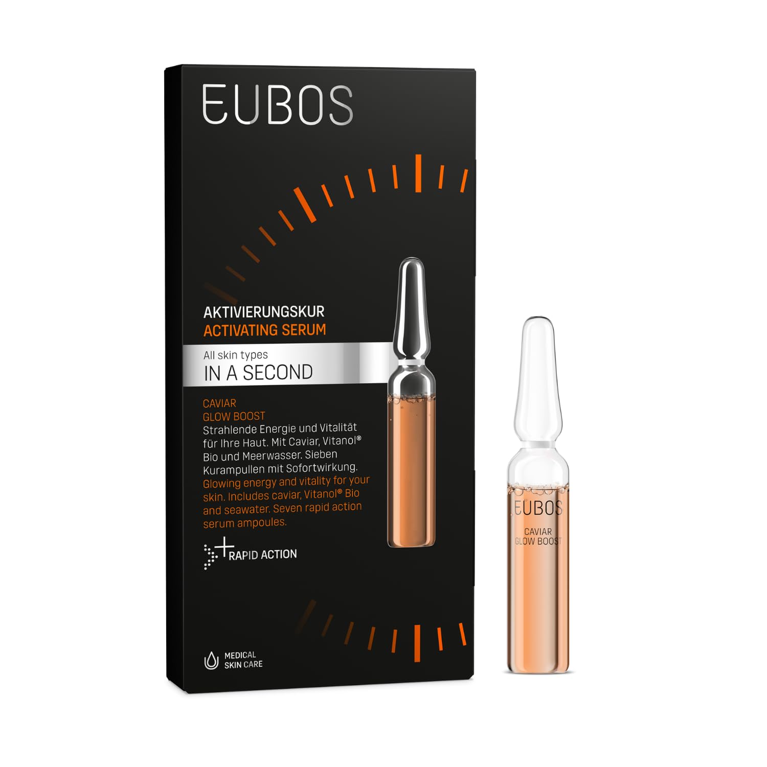 Eubos Caviar Glow Boost Activation Treatment, 7 x 2 ml, for all skin types, skin compatibility dermatologically tested, strengthening treatment for skin in need of regeneration