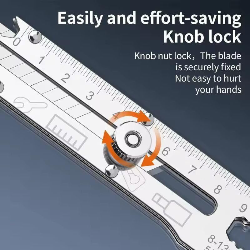 Image of 6-in-1 Utility Cutter Knife with Wrench | Heavy Duty Stainless Steel Precision Cutter for DIY, Office, Industrial & Craft Use