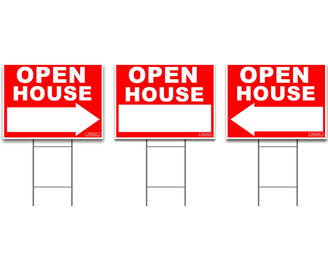 Buy Large OPEN HOUSE Sign Kit with Tall Stands Yard Sign Bundle for