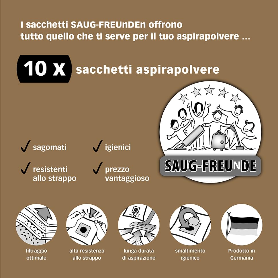 SAUG-FREUnDE I 10 Sacchetti Per Aspirapolvere Adatti Per PHILIPS